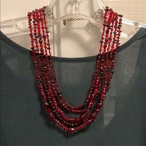 Gorgeous 5 strand Ruby Red and Bronze Necklace